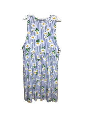 Retro Handmade Daisy Frog Print Apron Dress, Midi-Length, Size XL
